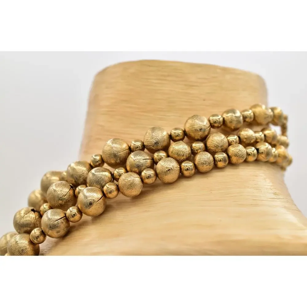 Coro Multi-Layered Beaded Collar Necklace Gold Tone Chunky Signed 1950s BinBM